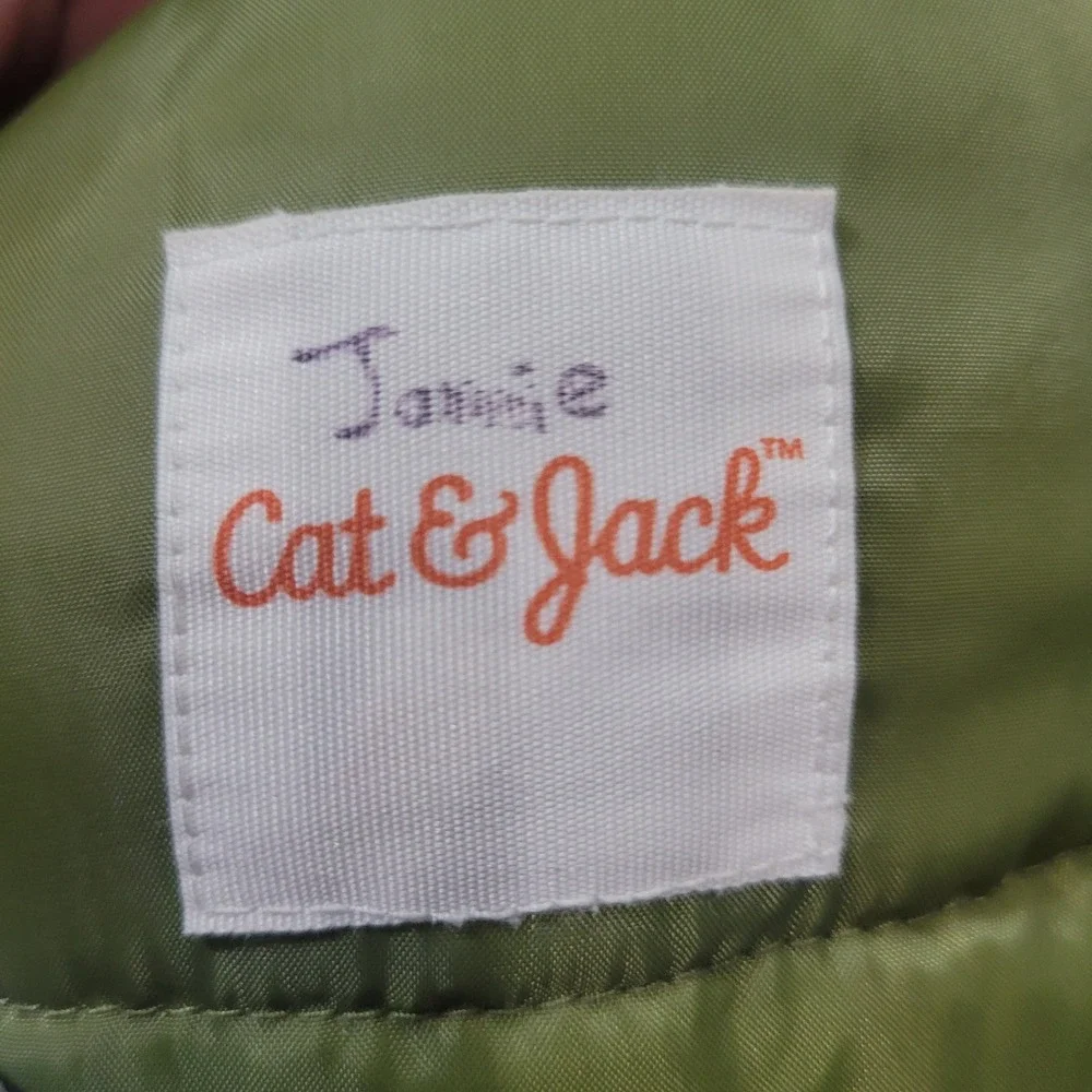 Cat & Jack Size 3T Puffer Jacket Boys Grey Geometric Hooded Winter Coat